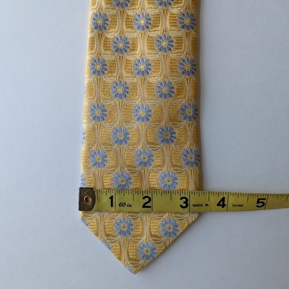 Jacquard John W. Nordstrom Silk Jacquard Floral Tie Yellow Gold Blue - Picture 5 of 6